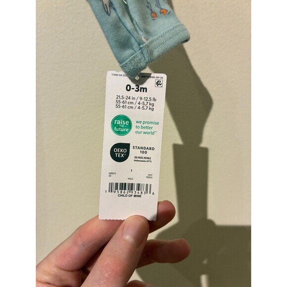 NWT Carter's Child of Mine Blue Bunny Sleeper - 0-3M - Picture 3 of 3